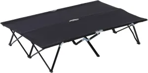 2 Person Folding Camping Cot for Adults, 50" Extra Wide Outdoor Portable Sleeping Cot with Carry Bag, Elevated Camping Bed, Beach Hiking, Black