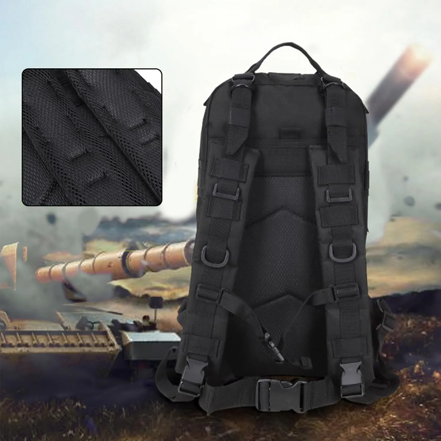 25L Military Tactical Backpack, 3-Day Bug Out Bag Army Camping Rucksack Hiking Backpacks For Men (C)