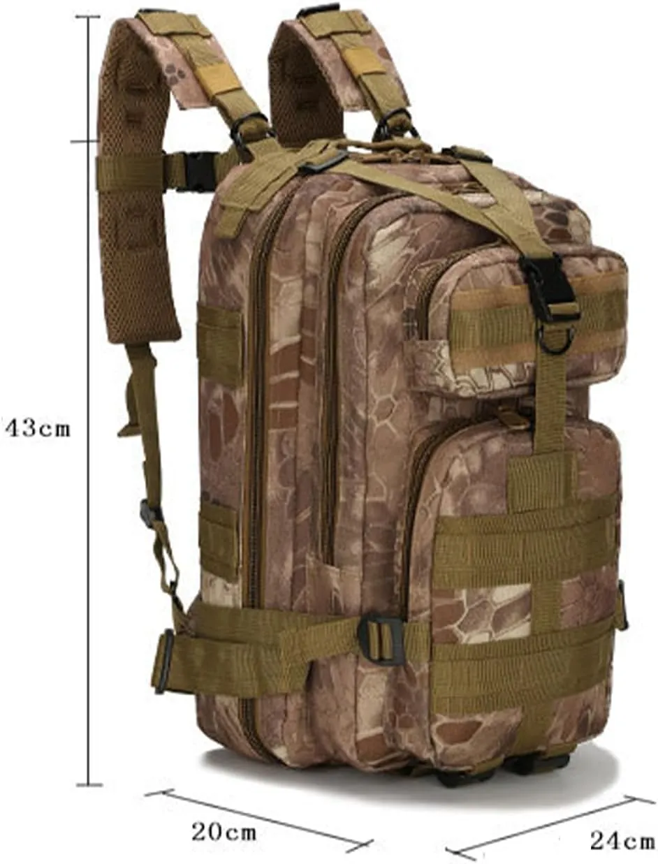 25L Military Tactical Backpack, 3-Day Bug Out Bag Army Camping Rucksack Hiking Backpacks For Men (C)