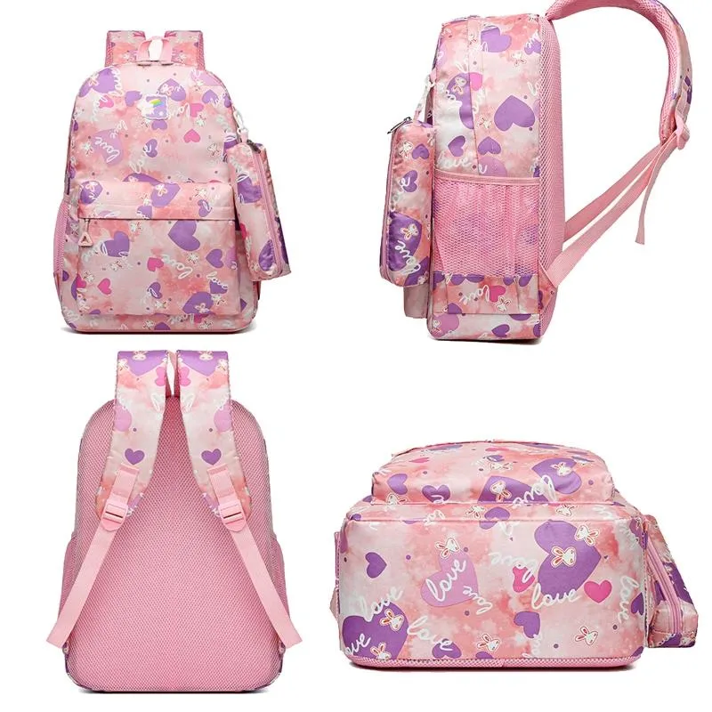 3 Piece Sweet Casual Backpack Set For Students