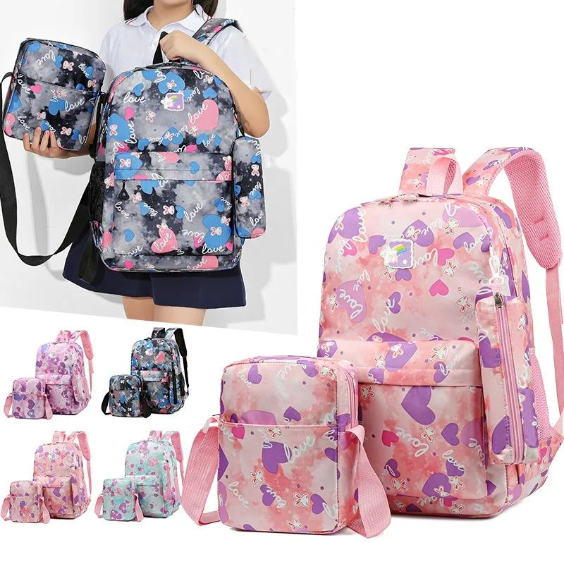 3 Piece Sweet Casual Backpack Set For Students