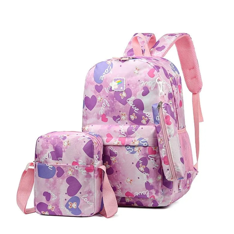 3 Piece Sweet Casual Backpack Set For Students