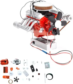 3D Printed V8 Engine Model Kit, Engine Model Kits for Adults Electric V8 Engine Model Kit, Car Engine Model Building Kit DIY Experiment Educational Model Gifts