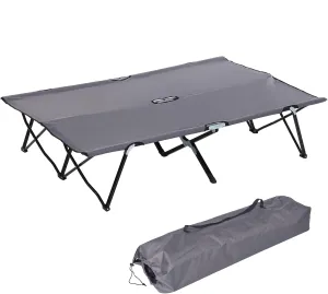 50" Extra Wide 2 - Person Folding Camping Cot for Adults - Grey, Portable with Carry Bag