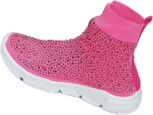7K Women Ankle Sock Sneaker Fashion Rhinestone Slip On Shoes