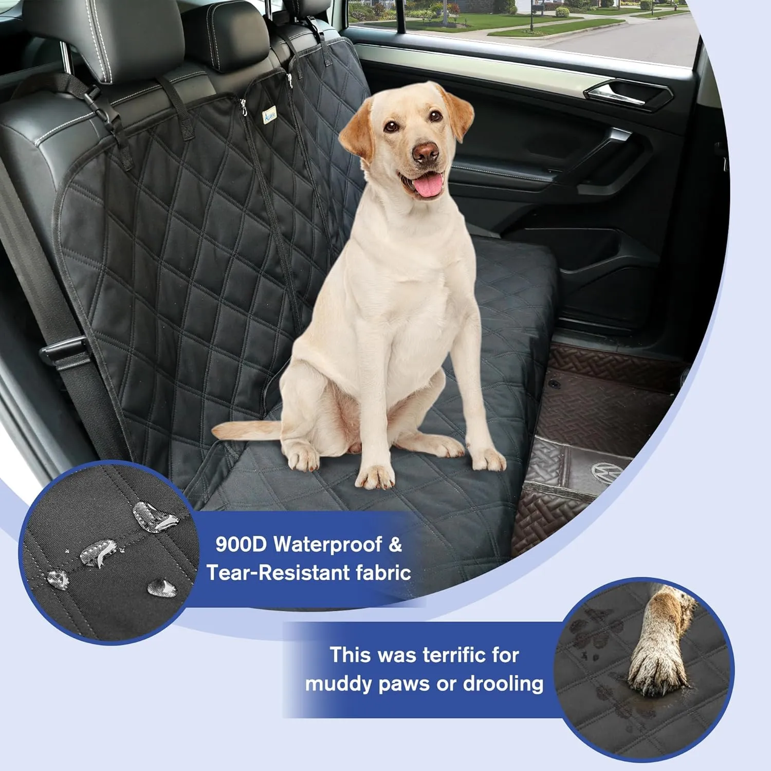 900D Oxford Waterproof Dog Back Seat Cover - Heavy-Duty Non-Slip, Fits Large SUVs & Trucks, Full Rear Bench, Dog & Kid Proof, Easy Cleanup, Child Car Seat Ready(Black)
