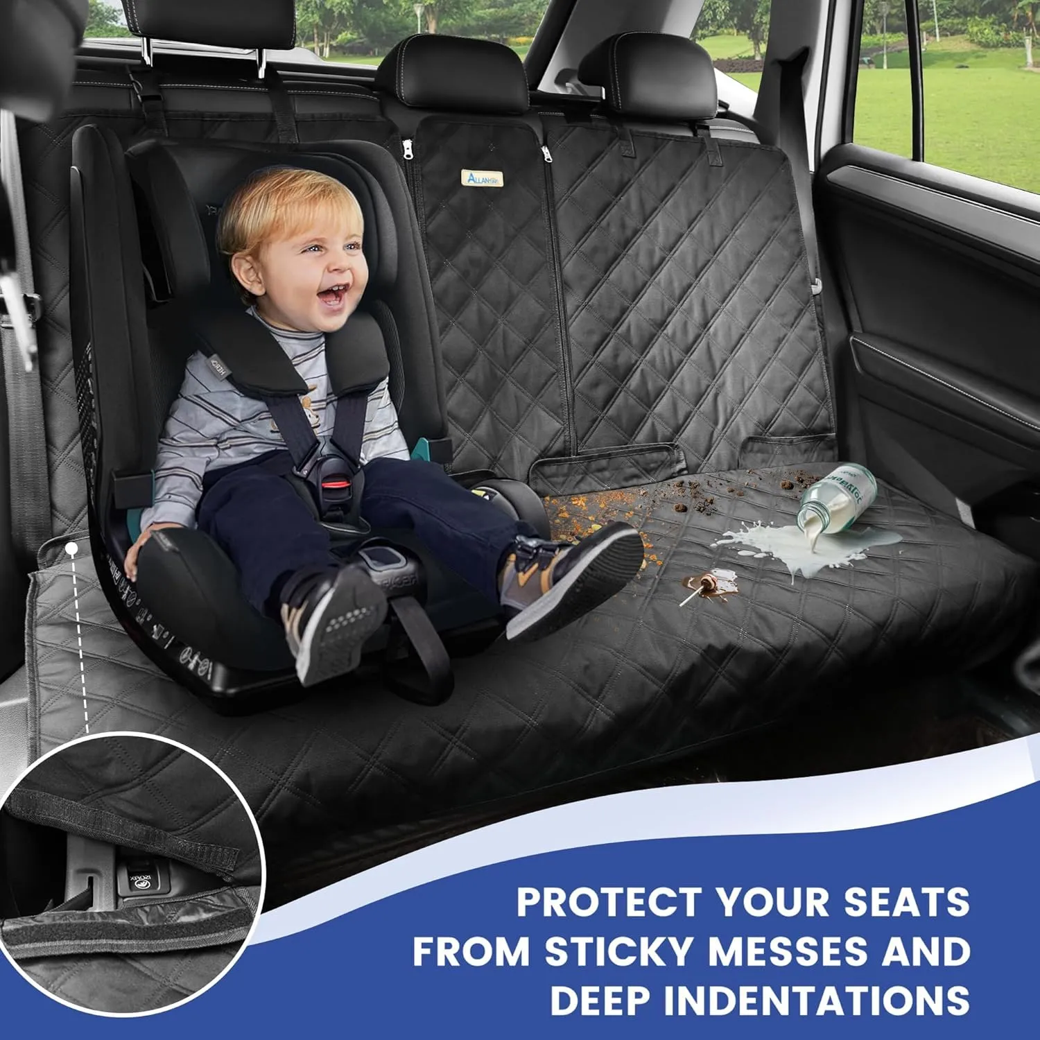 900D Oxford Waterproof Dog Back Seat Cover - Heavy-Duty Non-Slip, Fits Large SUVs & Trucks, Full Rear Bench, Dog & Kid Proof, Easy Cleanup, Child Car Seat Ready(Black)