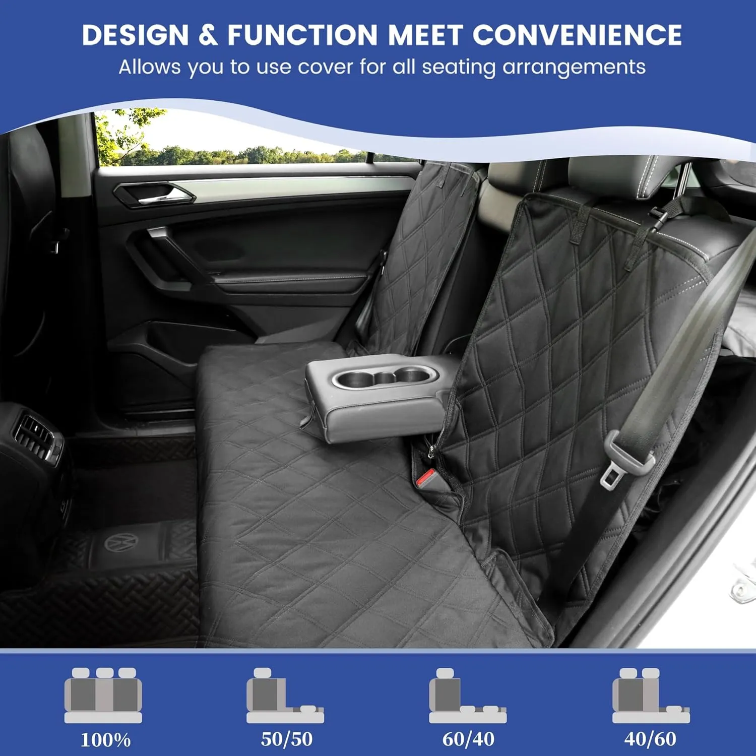 900D Oxford Waterproof Dog Back Seat Cover - Heavy-Duty Non-Slip, Fits Large SUVs & Trucks, Full Rear Bench, Dog & Kid Proof, Easy Cleanup, Child Car Seat Ready(Black)