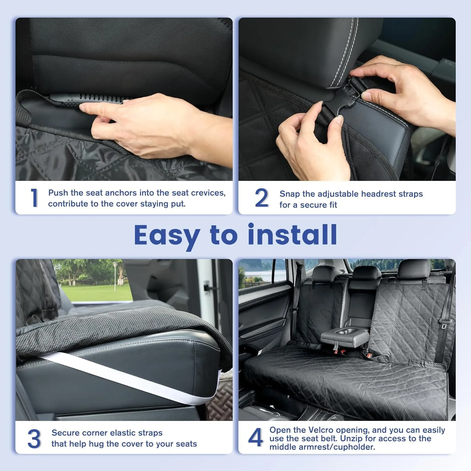 900D Oxford Waterproof Dog Back Seat Cover - Heavy-Duty Non-Slip, Fits Large SUVs & Trucks, Full Rear Bench, Dog & Kid Proof, Easy Cleanup, Child Car Seat Ready(Black)