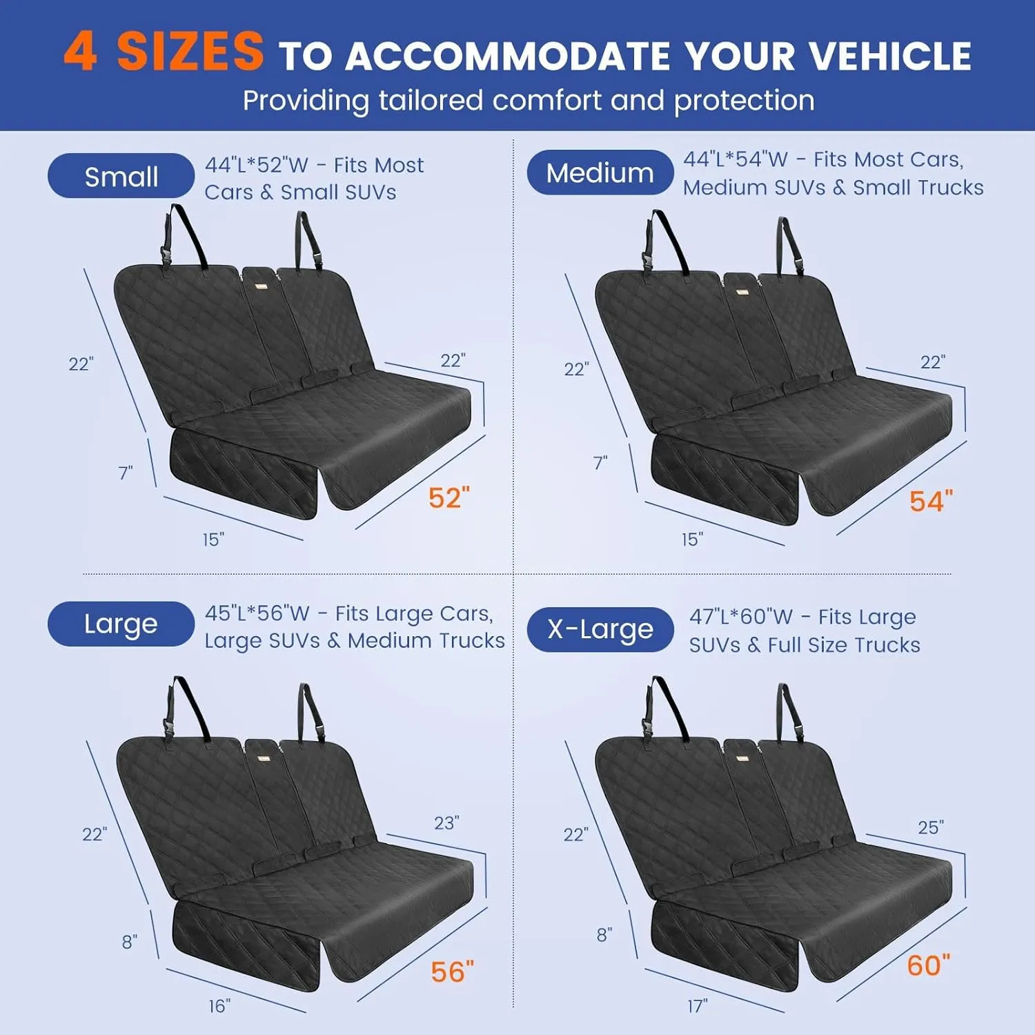 900D Oxford Waterproof Dog Back Seat Cover - Heavy-Duty Non-Slip, Fits Large SUVs & Trucks, Full Rear Bench, Dog & Kid Proof, Easy Cleanup, Child Car Seat Ready(Black)