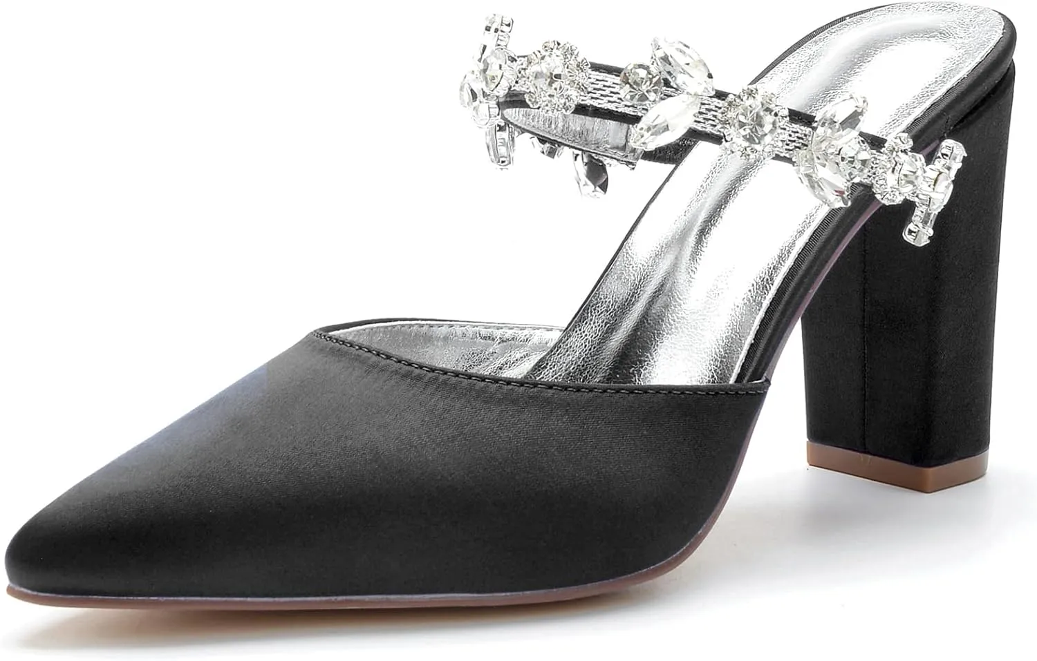 ADMLZQQ Women's High Block Heel Sandals Chunky Ankle Strap Crystal Wedding Dress Shoes High Heel Comfortable Pump Sandals