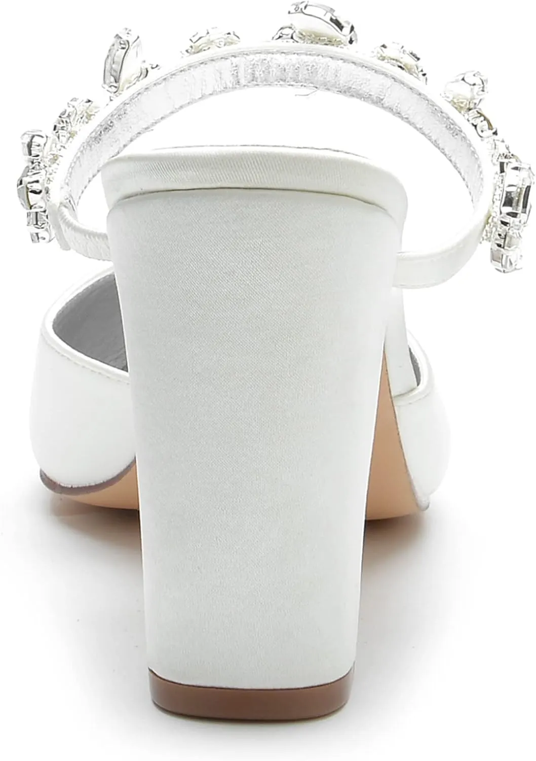 ADMLZQQ Women's High Block Heel Sandals Chunky Ankle Strap Crystal Wedding Dress Shoes High Heel Comfortable Pump Sandals