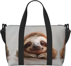 Adorable Sloth print Gym Bag for Women,Carry on Weekender Overnight Duffle Bag,Personal Item Tote Bag