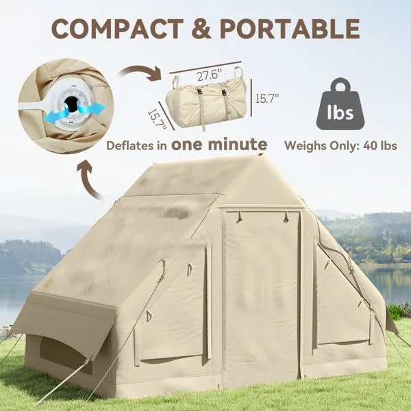 AeroShell 3P Inflatable Base Tent – Rapid Deploy Shelter with Pump and Sun Shield