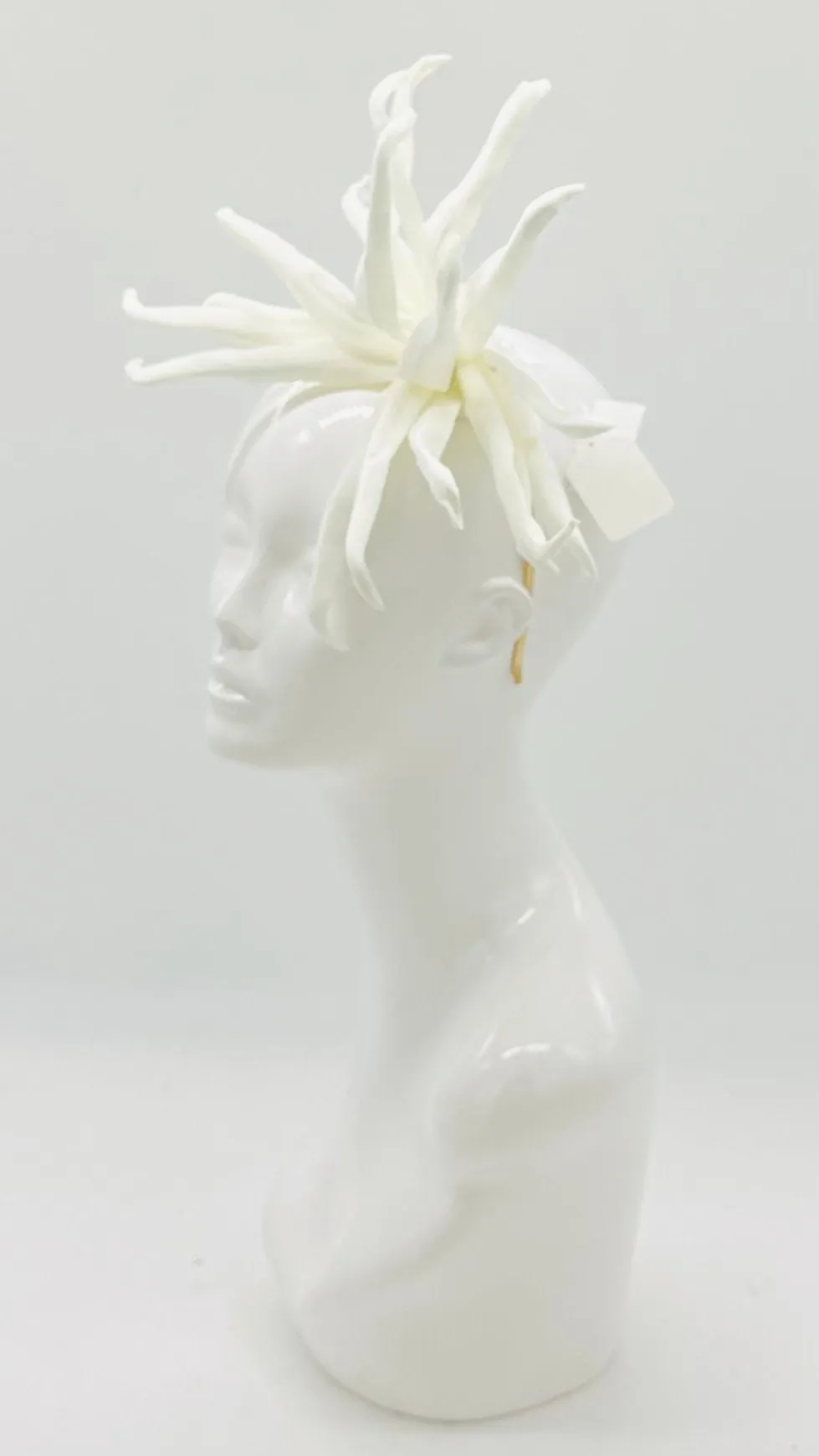 All white Kentucky Derby Floral Feather Fascinator, Derby Hat Alternative (SILVER LINE)