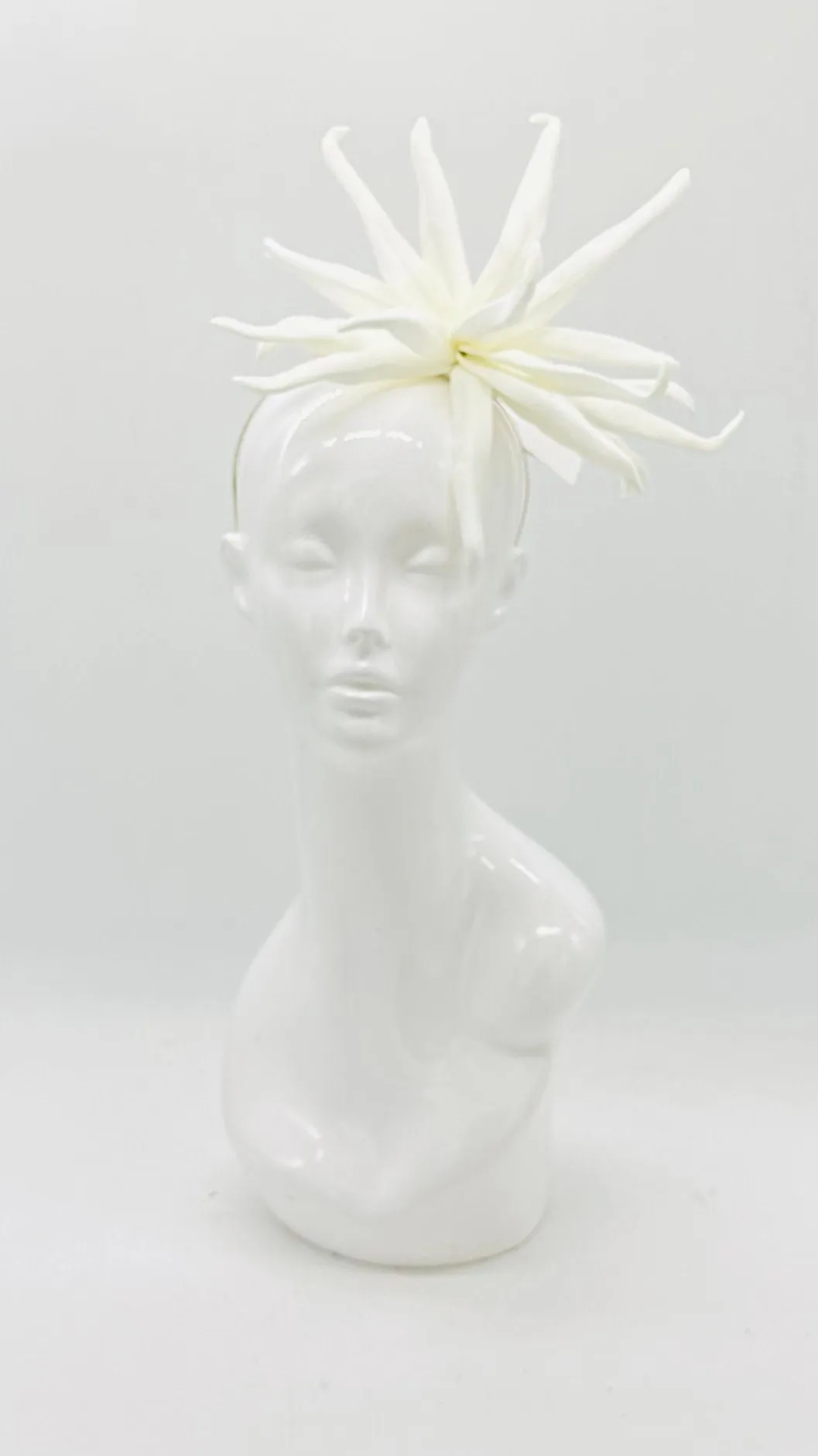 All white Kentucky Derby Floral Feather Fascinator, Derby Hat Alternative (SILVER LINE)