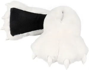 Animal Paw Slippers Plush Warm Home Closed Back Shoes Fluffy Funny Furry Bear Claw Anti Slip Slippers for Kids Boys Girls Adults Women Cosplay Holiday Indoor Winter (White)