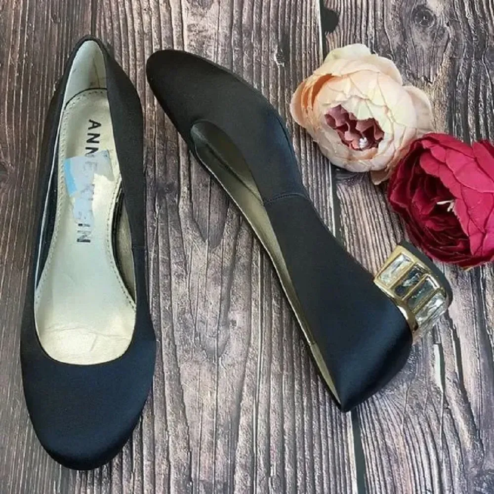 Anne Klein Black Haedyn Block-Heel Pumps 8M