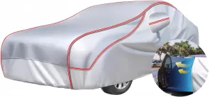 Anti-Hail Car Cover for Ligier JS50, Thickened Waterproof All Weather Customizable Full Cover Scratch Resistant UV Protection Car Tarpaulin with Reflective Strips(Silver)
