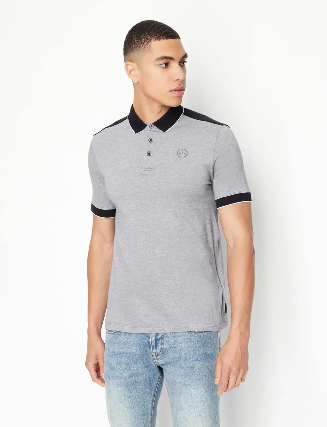 Armani Exchange Two-Toned Button-Down Polo