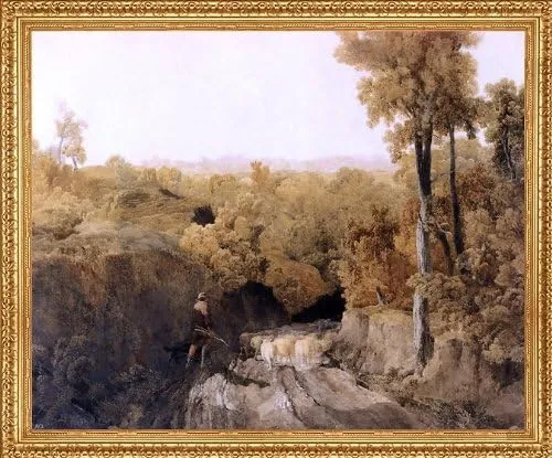 Art Oyster William of Oxford In the Forest of Wychwood - 16" x 20" Premium Canvas Print with Antique Gold Finish Frame
