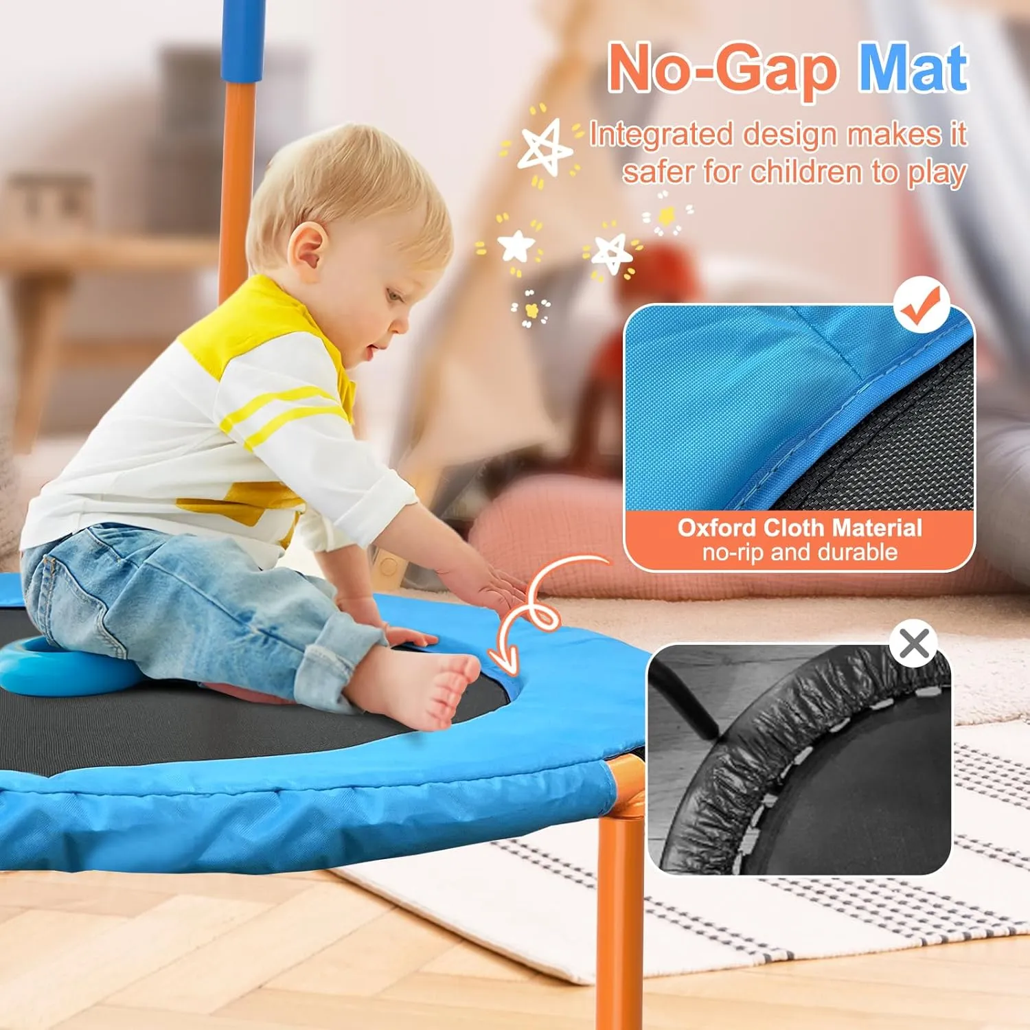 Ativafit 36inch Mini Toddler Trampoline for Kids Ages 1-6 Indoor Outdoor Folding Small Rebounder Trampoline with Foam Handle Safety Padded Cover Fun for Kids