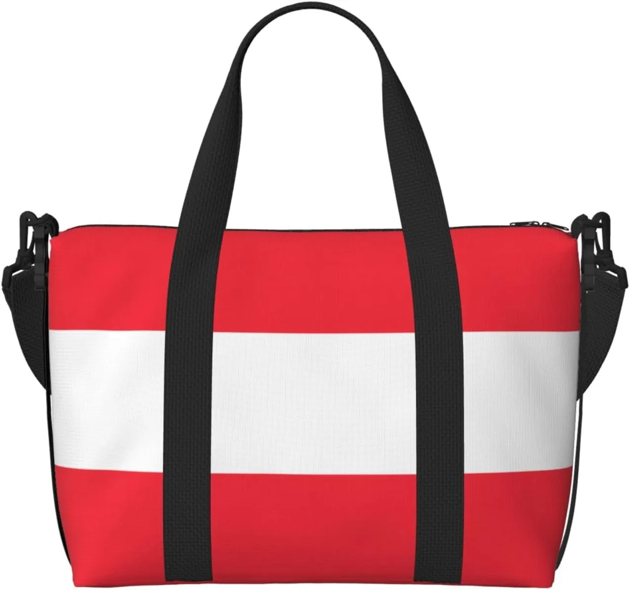 Austrian flag Hand-held travel bag, messenger casual handbag, suitable for work, travel, fitness, tourism, women's zipper storage bag,