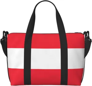 Austrian flag Hand-held travel bag, messenger casual handbag, suitable for work, travel, fitness, tourism, women's zipper storage bag,