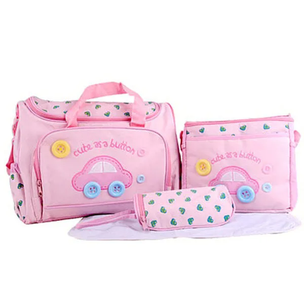 Baby Pack of 3 Diaper Bag Car Dark Pink