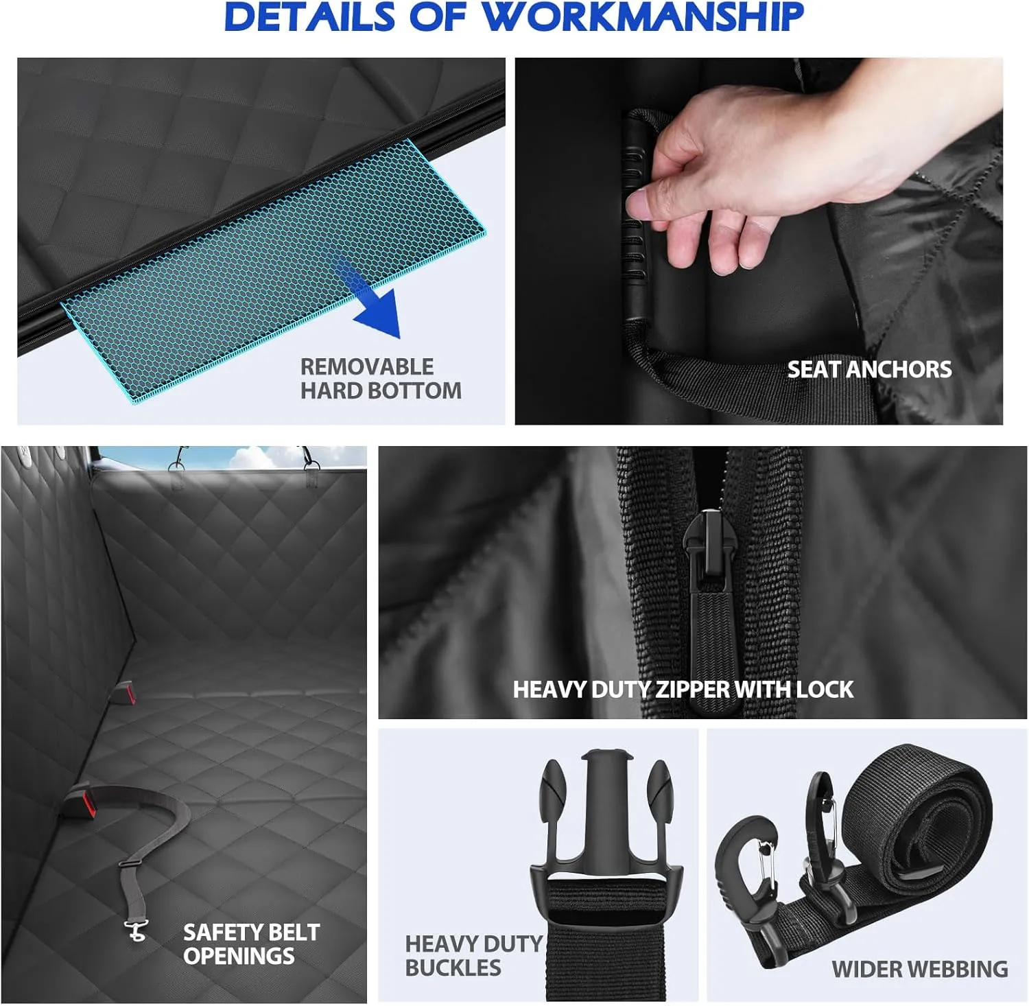 Back Seat Extender for Dogs, Truck Dog Seat Cover Back Seat Hard Bottom, Dog Hammock for Truck Full Size, Pet Seat Covers for Crew Cab F150, RAM1500, Sierra, Tundra, Silverado, Titan