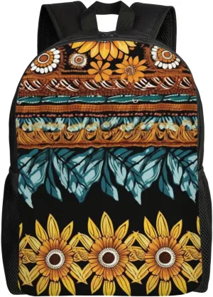 Backpack Travel Casual Daypack for Men Women Aboriginal ornaments and flower Lightweight Double Shoulder Bag for Laptop Hiking