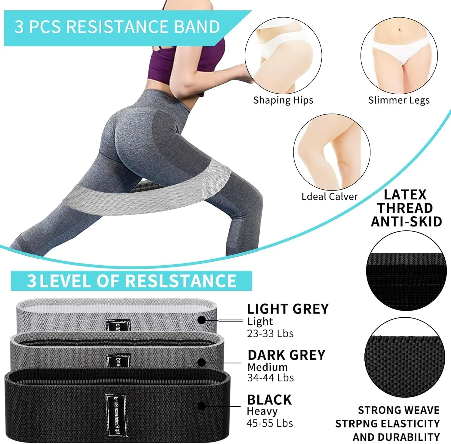 Barbell Pad Set for Squat,10 PCS Hip Thrusts Workout Foam Weight Lifting Bar Cushion with 2 Gym Ankle Straps,3 Hip Resistance Bands,2 Lifting Strap,Barbell Pad and Carry Bag