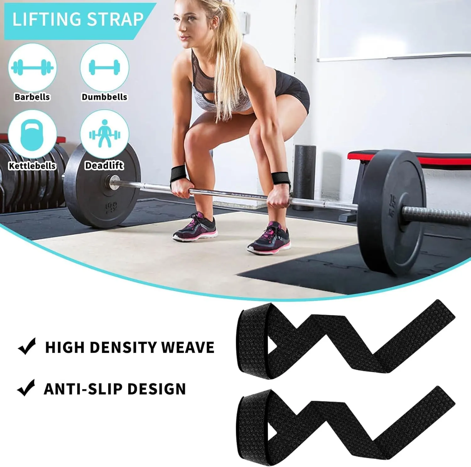 Barbell Pad Set for Squat,10 PCS Hip Thrusts Workout Foam Weight Lifting Bar Cushion with 2 Gym Ankle Straps,3 Hip Resistance Bands,2 Lifting Strap,Barbell Pad and Carry Bag