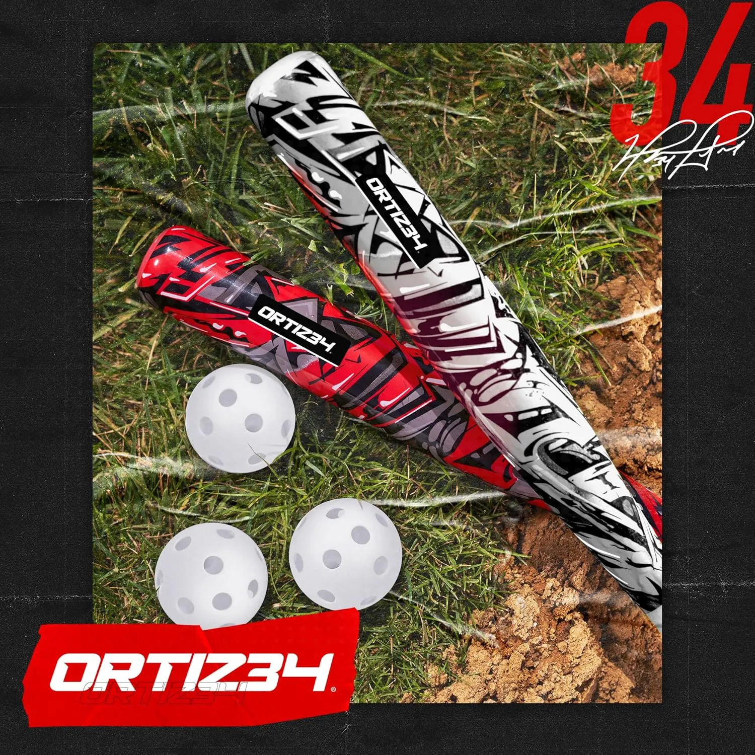 Bat & Ball Set - Graffiti Plastic Bat & Ball Homerun Set- David Ortiz Backyard Baseball Set for Youth, Kids, Teenagers, Adults