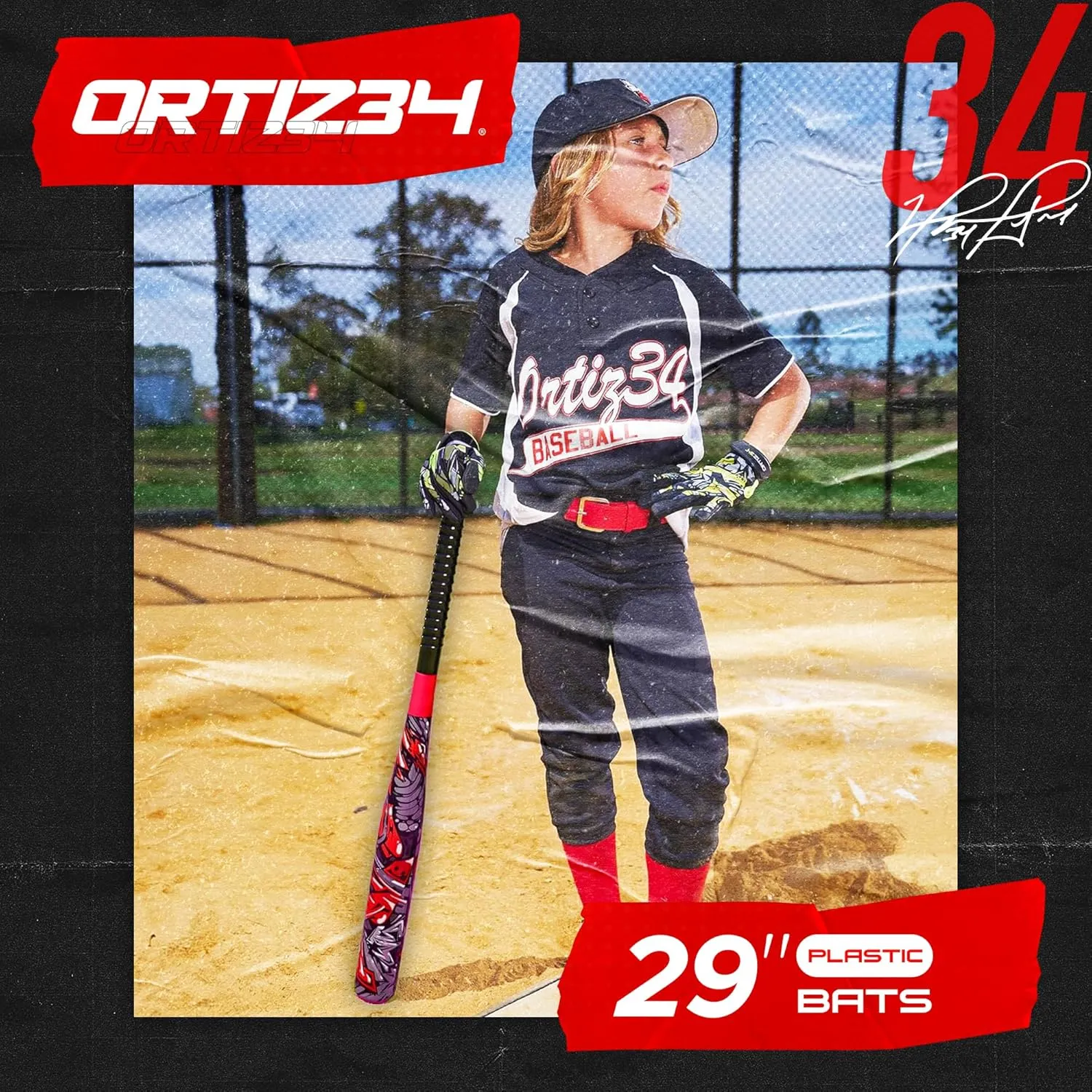 Bat & Ball Set - Graffiti Plastic Bat & Ball Homerun Set- David Ortiz Backyard Baseball Set for Youth, Kids, Teenagers, Adults