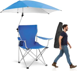 Beach Chair with UPF 50  Adjustable Umbrella, Outdoor Folding Beach Chairs for Adults with Cup Holder & Carry Bag, Protable Recliner Chair for Camping Hiking Fishing, Max Hold Up 350LB - U.S Spot