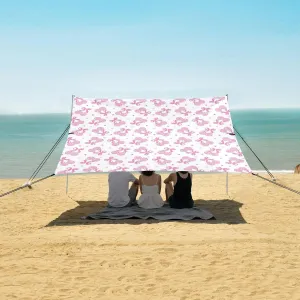 Beach Shade Tent with UPF50  UV Protection,Pink Disco Ball Cherries Pattern Lightweight Camping Sun Shelter for Outdoor,Camping Trips, Fishing, Backyard,Picnics,Easy Set Up and Carry 9x10.5 FT