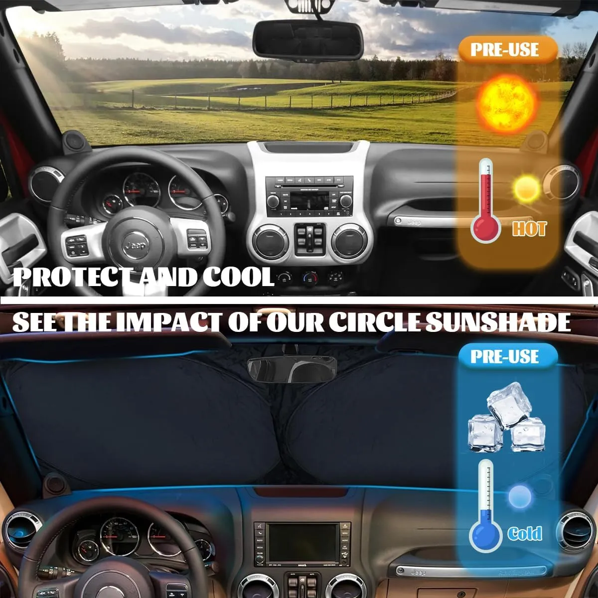 Beach Sunrise Car Windshield Sun Shade Life is Better Beach Heatshield Front Window Car Sun ​Shade Windshield Blocks UV Rays Sun Visor Protector for Car Sedan Truck SUV Accessories 59" L x 31.5" W