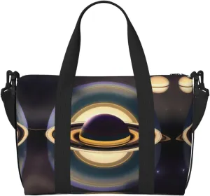 Beautiful Saturn Hand-held travel bag, messenger casual handbag, suitable for work, travel, fitness, tourism, women's zipper storage bag,
