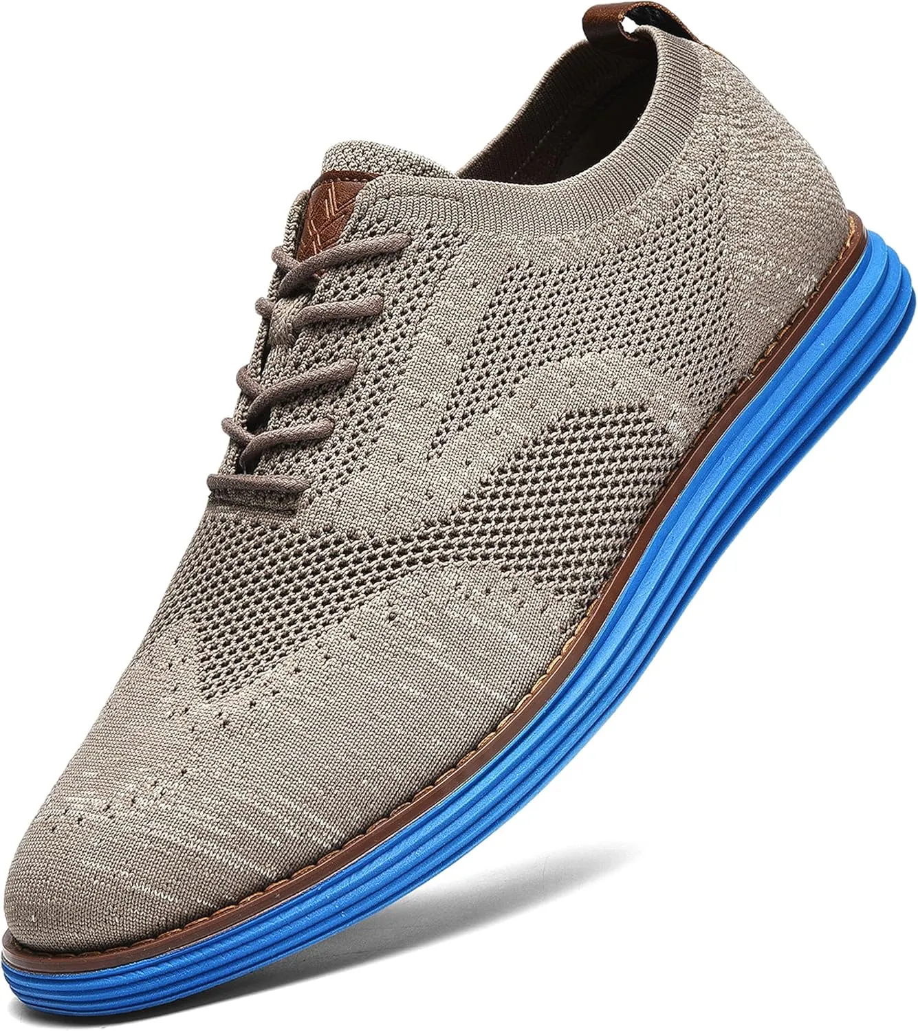 Bergamo Men's Tech Knit Oxford Dress Shoes- Lightweight and Breathable Office Sneakers, Slip-On Business Casual Shoes with Arch Support Footbed for Men