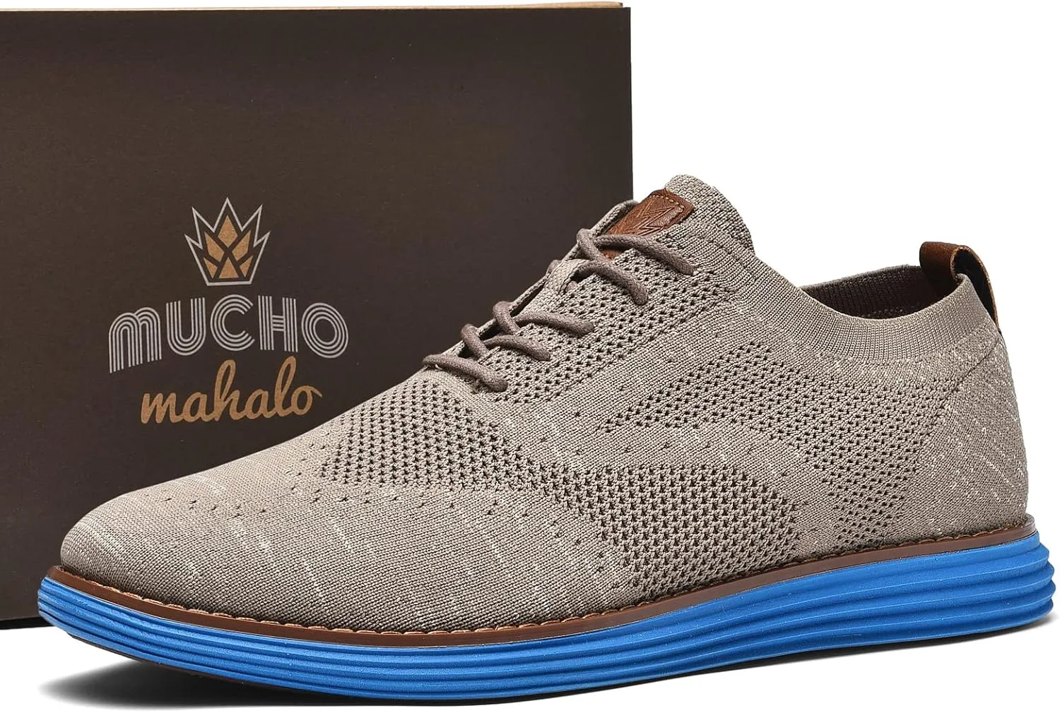Bergamo Men's Tech Knit Oxford Dress Shoes- Lightweight and Breathable Office Sneakers, Slip-On Business Casual Shoes with Arch Support Footbed for Men