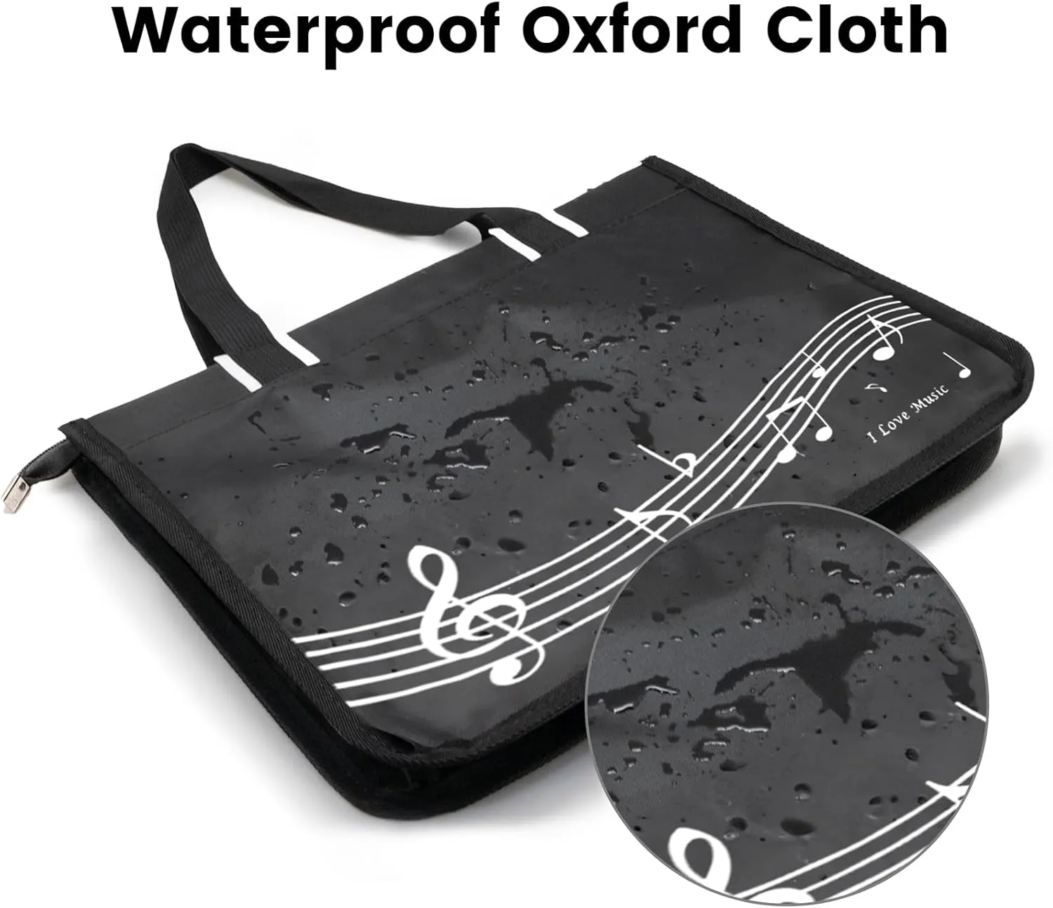 BestSounds Piano Bag, Zipper Waterproof Music Book Tote Bag Piano Accessories for Students Kids, Women, Gifts for Musicians (Black Music)