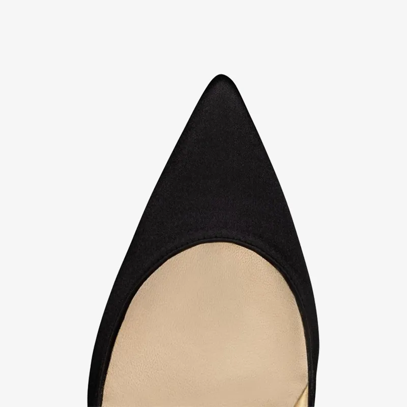Black Crepe Satin Pump with Cut-Outs