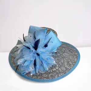 Blue Lace Satin Derby Hat