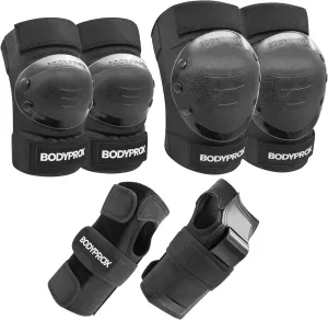 BODYPROX Knee Pads Elbow Pads Wrist Guards Set for Inline Skating, Skateboarding, Roller Derby and BMX Ride.