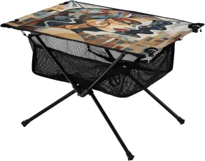 Bolaz Outdoor Folding Portable Picnic Camping Table-Art Egypt Woman Pattern,Storage Mesh for Camping Gear Accessories, Hiking, Mountaineering, Outdoor Travel