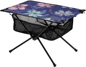 Bolaz Outdoor Folding Portable Picnic Camping Table-Flower on Purple,Storage Mesh for Camping Gear Accessories, Hiking, Mountaineering, Outdoor Travel