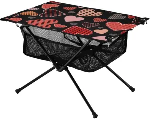 Bolaz Outdoor Folding Portable Picnic Camping Table-Heart Pattern12,Storage Mesh for Camping Gear Accessories, Hiking, Mountaineering, Outdoor Travel