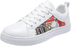 BORAMAX Men's White Casual High Top Fashion Canvas Sneakers