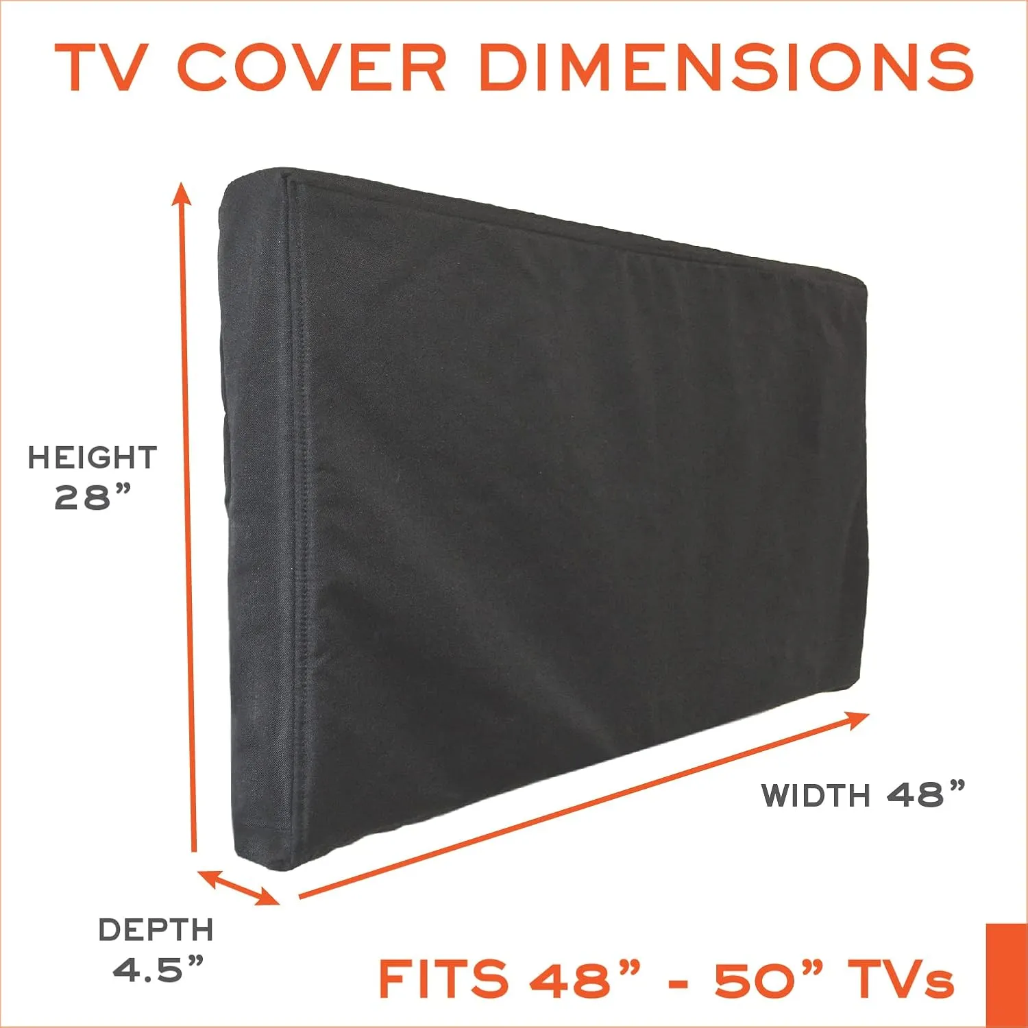 Bozzcovers Outdoor TV Cover 48, 49, 50 inch -WITH ZIPPER, Weatherproof, Waterproof 360 degrees protection, Soft Non Scratch Interior - Black